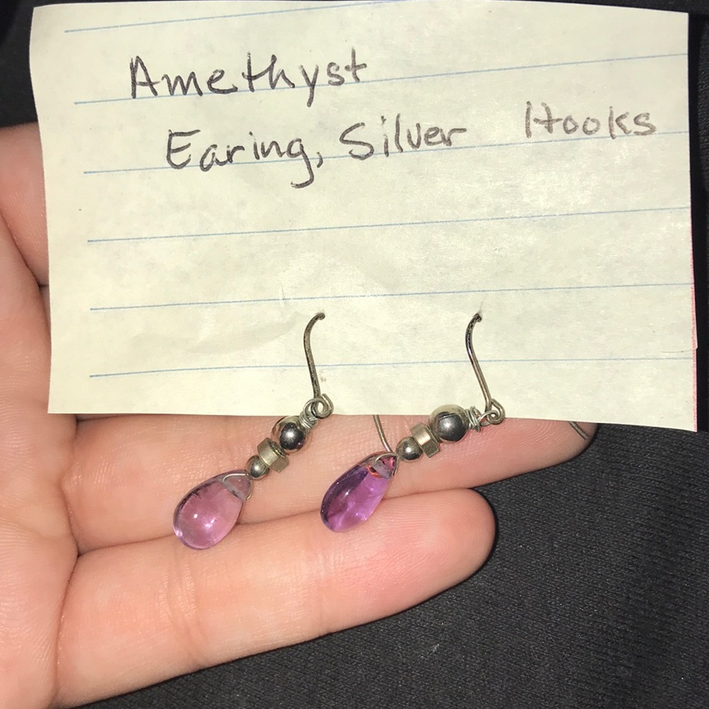 Amethyst earring sliver hooks